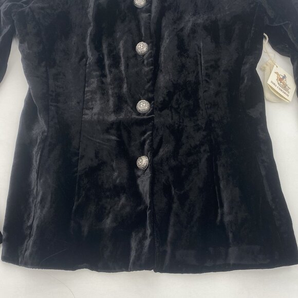 Double D Ranch VTG Size M Western Crushed Velvet Jacket Black RARE Shoulder Pads - Picture 7 of 16
